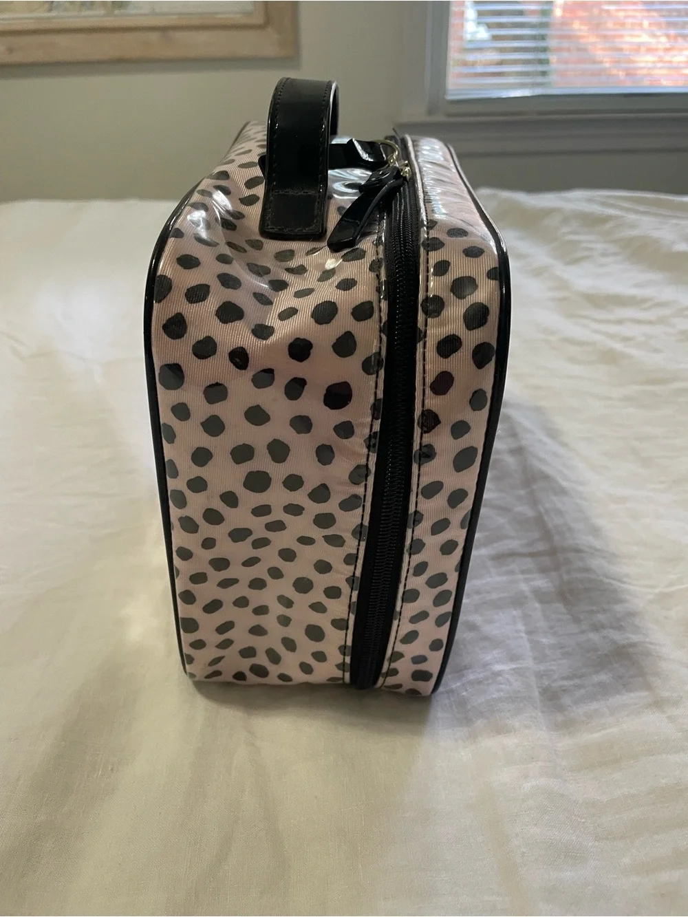 kate spade Pink and Black Spotted Cosmetic Case